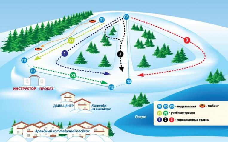 Схема трасс Сноупарка Спас-Каменка